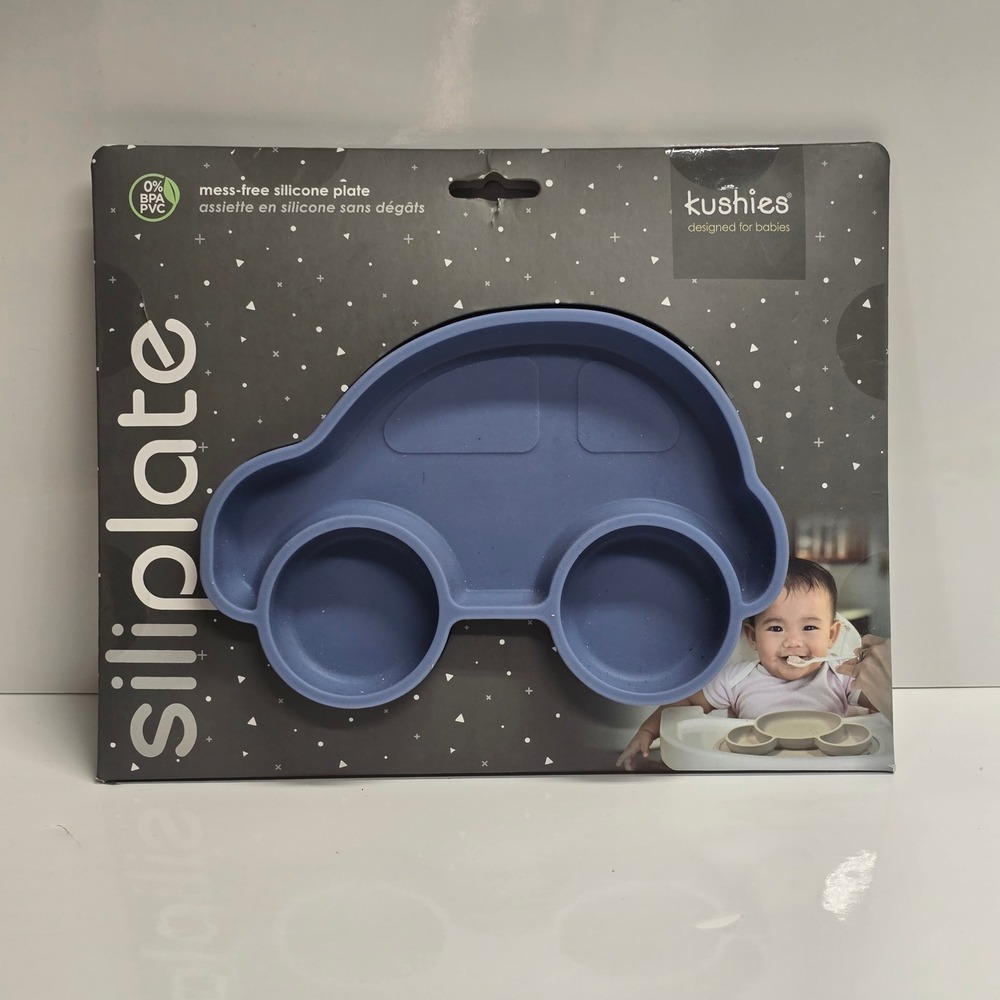 Kushies Siliplate Car Silicone Suction Plate Blue Toddler Feeding